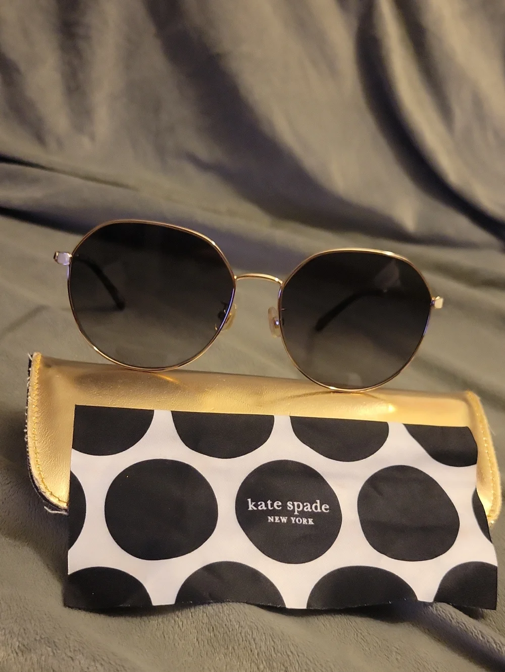 kate spade Gold Frame Black Gradient Lens Sunglasses
